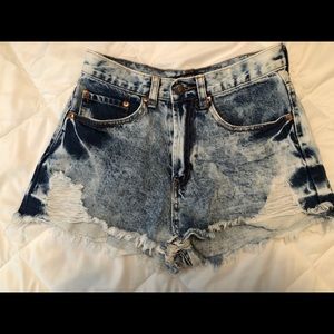 Acid wash shorts